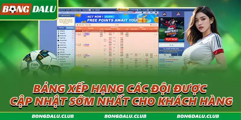 Bảng xếp hạng các đội được cập nhật sớm nhất cho khách hàng